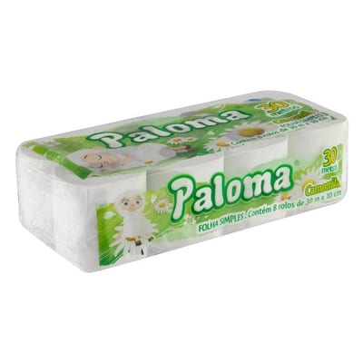 Papel Higiênico Paloma c/ 8 un Folha Simple Perfumado