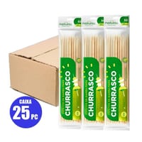 Espetos Natural Bambu 30cm com 50un Espeto de Bambu