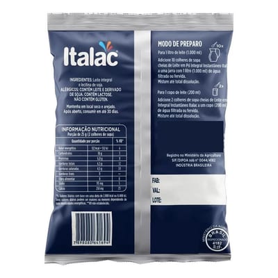 Leite Pó Italac 400 g Integral