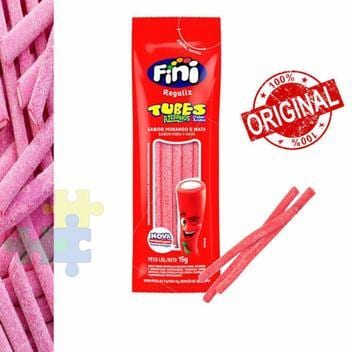 Bala de Gelatina Fini Tubes 15 g Morango Citrico