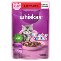Ração Umida Whiskas Filhotes 85 g Sc Carne Ao Molho