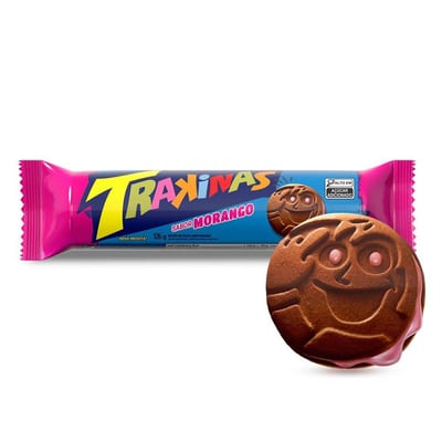 Biscoito Recheado Trakinas 126 g Morango