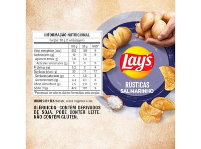 Batata Rustica Lays 38 g Sal Marinho