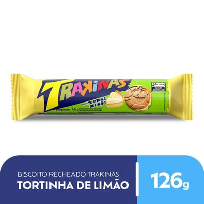Biscoito Recheado Trakinas 126 g Tortinha Limão
