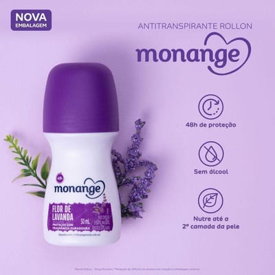Desodorante Roll On Monange 50 ml Flor de Lavanda