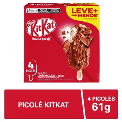 Sorvete Nestle 244 g Kit Kat c/ 4 un