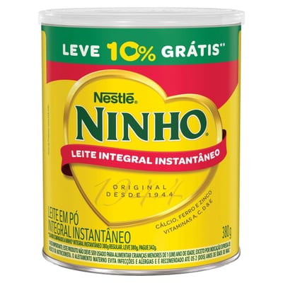 Leite Pó Ninho 380 g Instant 10% Gratis