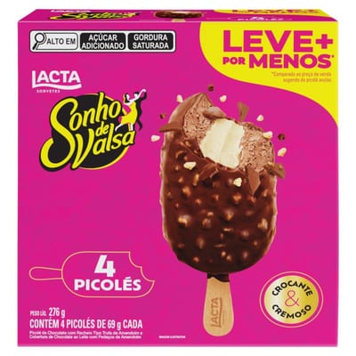 Srvt Lacta 276 g Sonho Valsa c/ 4 Un
