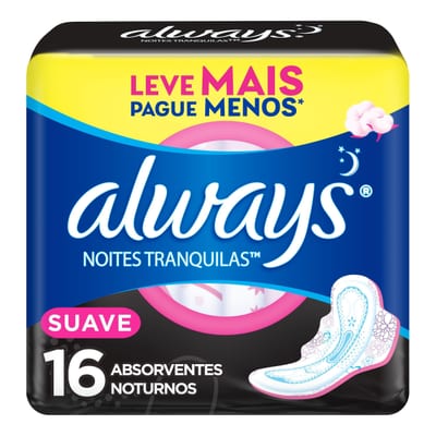 Absorvente Always Noturno 16 un Suave com Abas